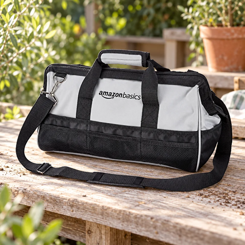 sac à outils 40,6 cm de Amazon Basics, mise en situation au jardin