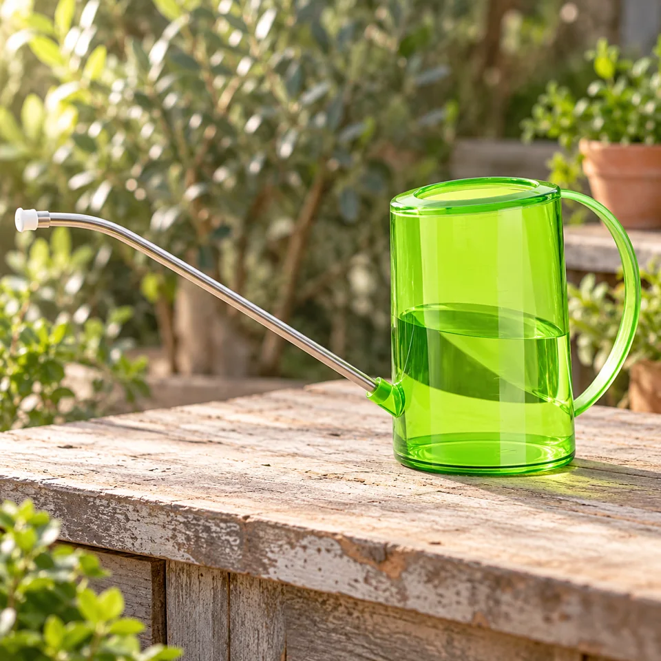 arrosoir un litre à long bec de AOOSU, mise en situation au jardin
