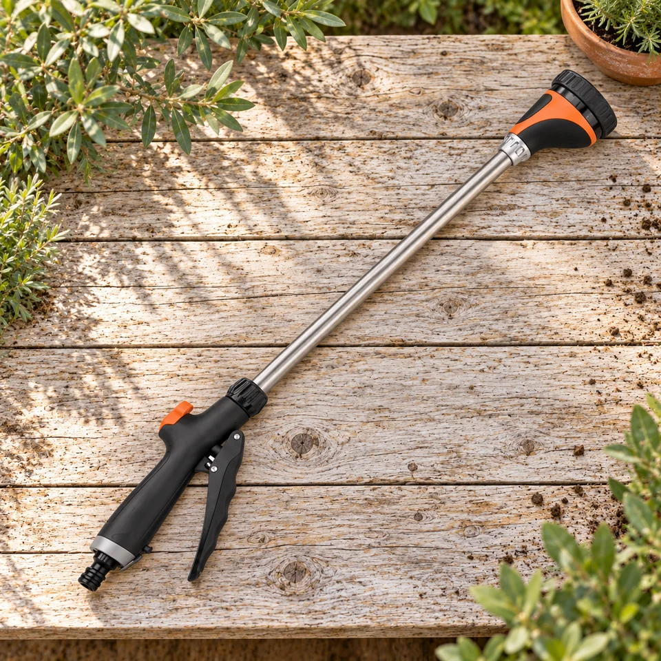lance télescopique neuf positions de BLACK+DECKER, mise en situation au jardin