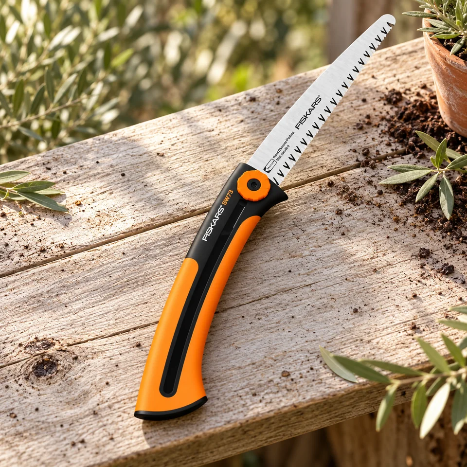 scie rétractable Xtract SW73 de Fiskars, mise en situation au jardin