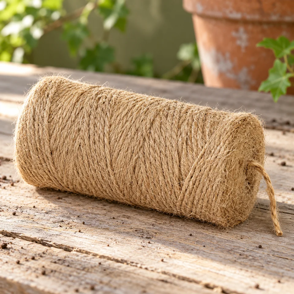ficelle jute un millimètre 100 m de GardenGloss, mise en situation au jardin