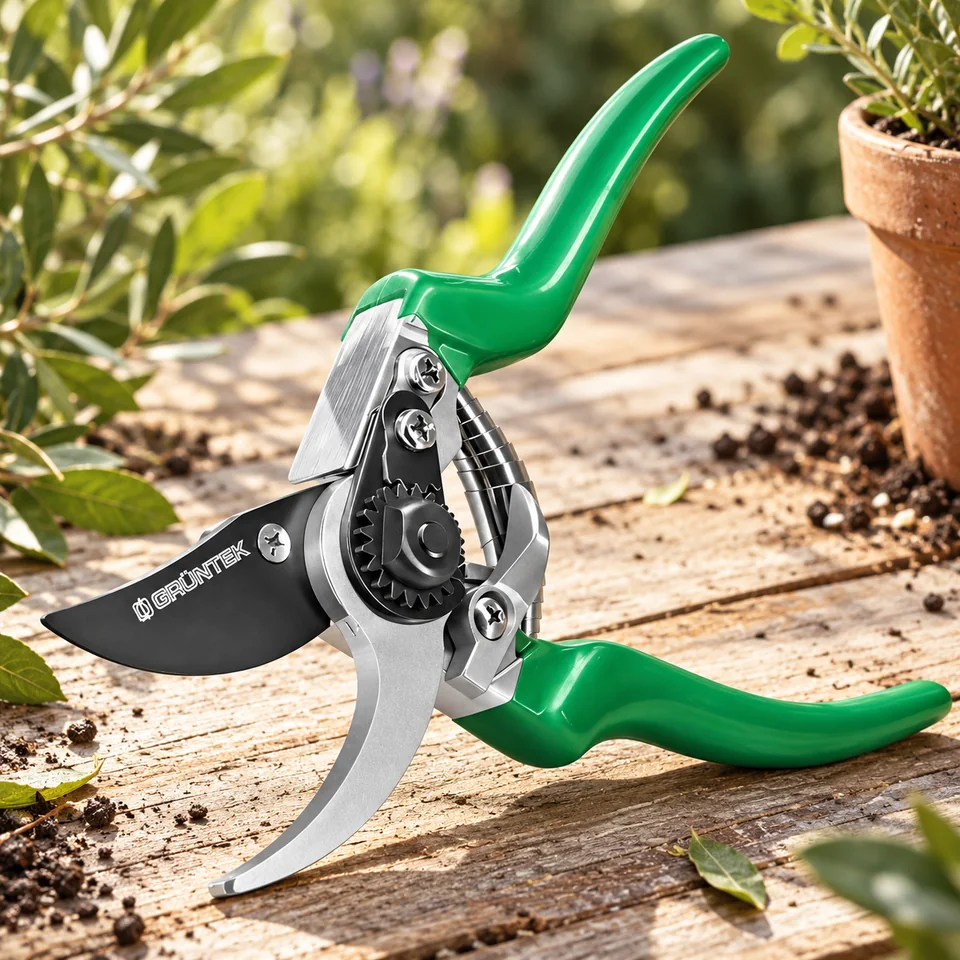 sécateur Faucon à lame franche de GRÜNTEK, mise en situation au jardin