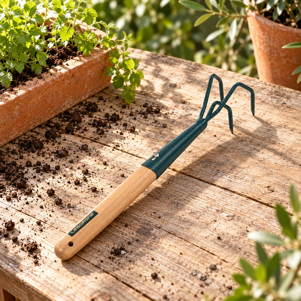 griffe trois dents Duopro 30 cm de Leborgne, mise en situation au jardin