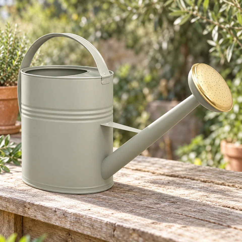 arrosoir en métal dix litres de Livlig53, mise en situation au jardin