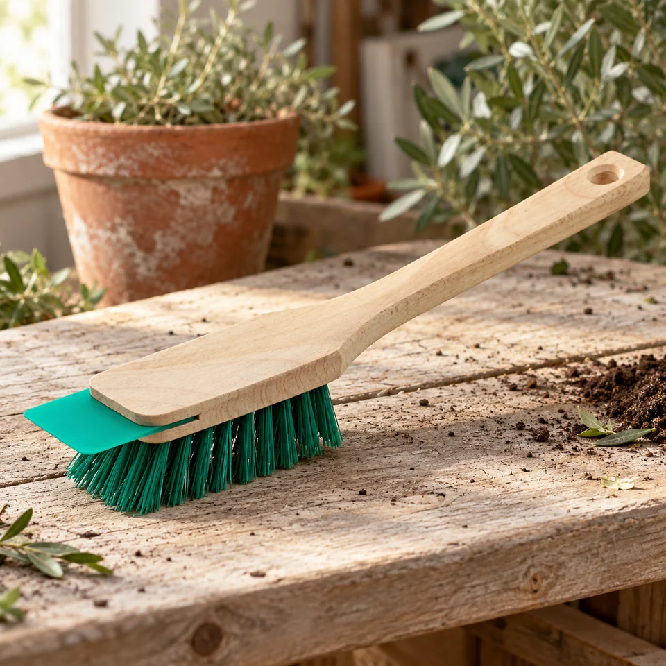 brosse de jardin avec grattoir 4360350 de Meister, mise en situation au jardin