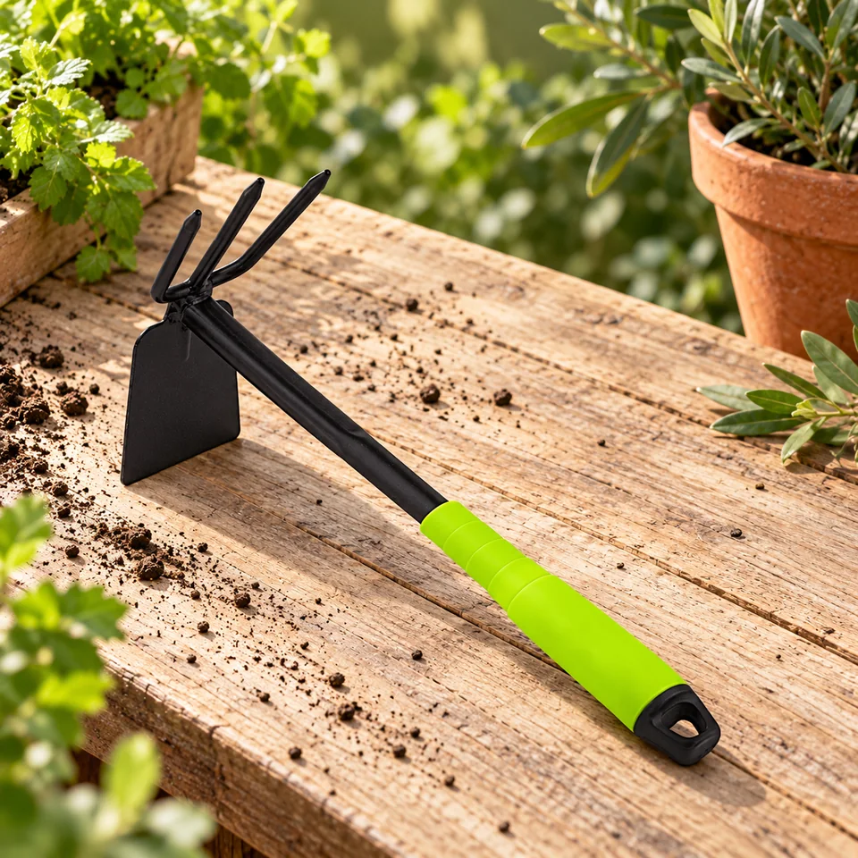serfouette lame et trois dents 65 mm de MIVOS, mise en situation au jardin