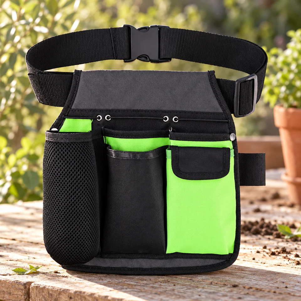 ceinture de jardinage cinq poches de WORKPRO, mise en situation au jardin